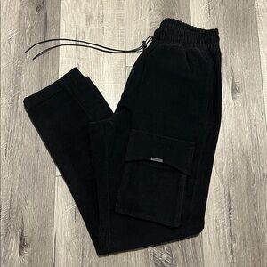 Kollar Corduroy Black Cargo Pants (broken button)